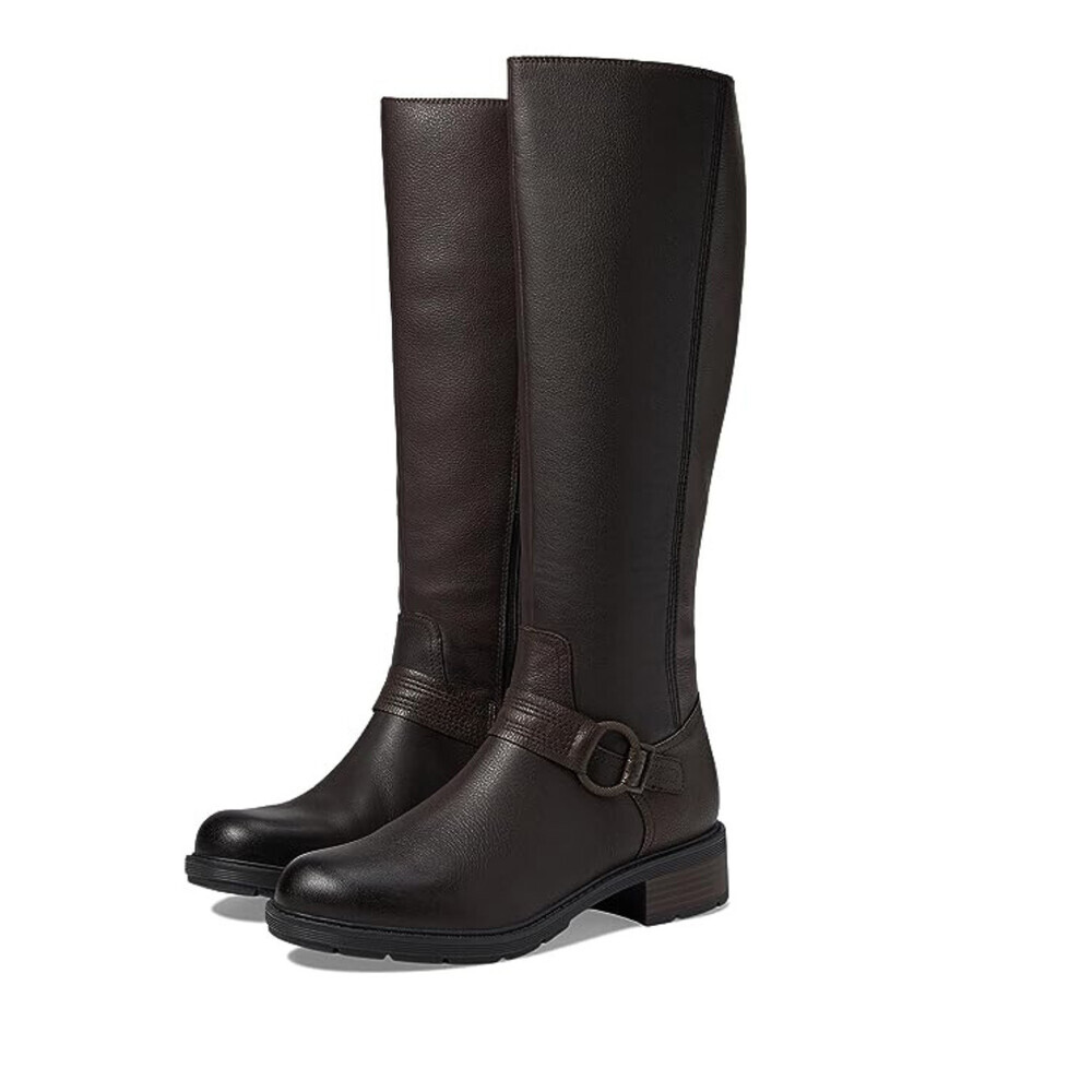 Clarks Hearth Rae Women's US 9.5 Dark Brown Leather Knee-High Boots LION689